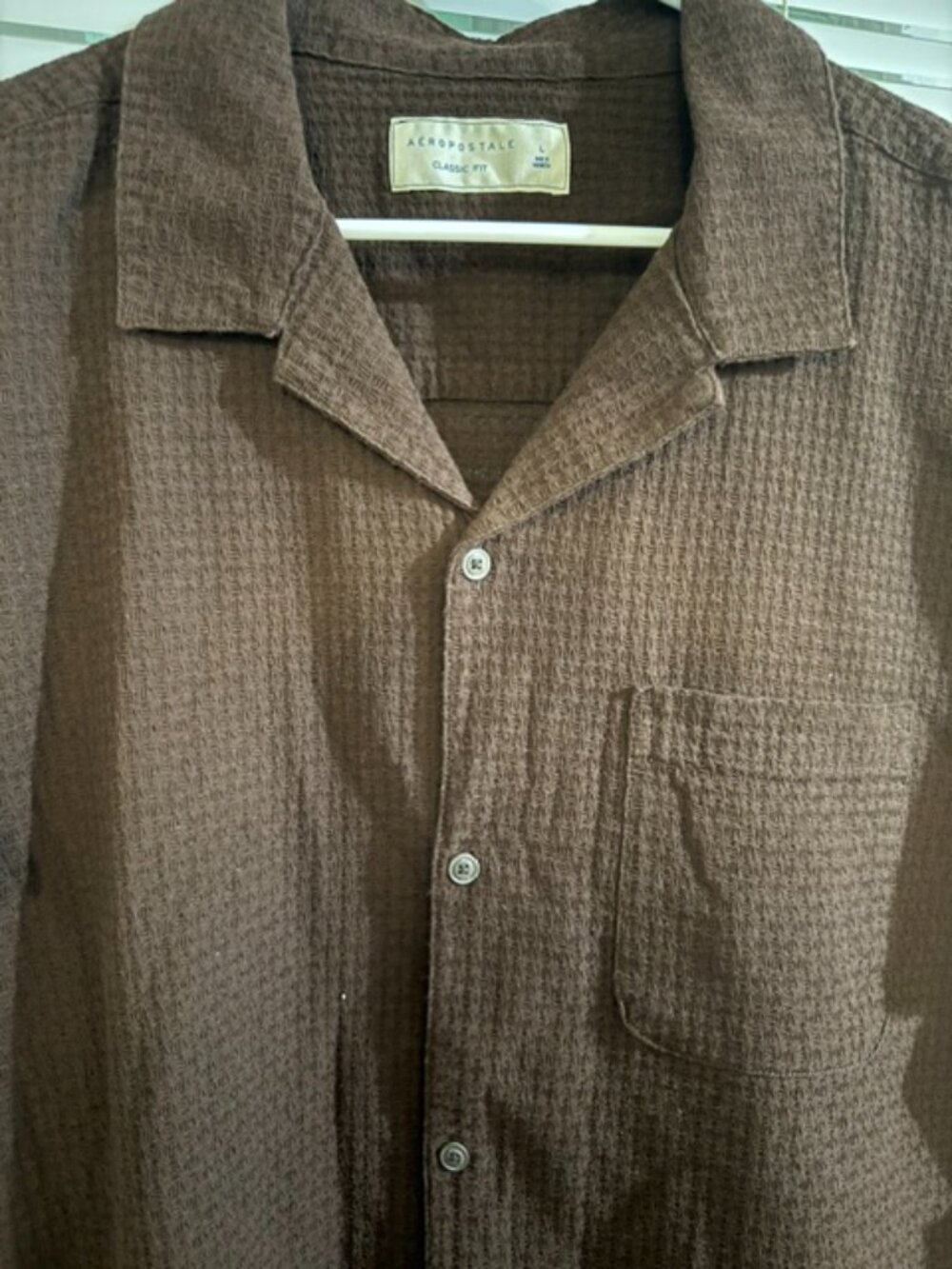 Aeropostale Brown Waffle‑Weave Shirt – Men’s Large - Picture 6 of 6